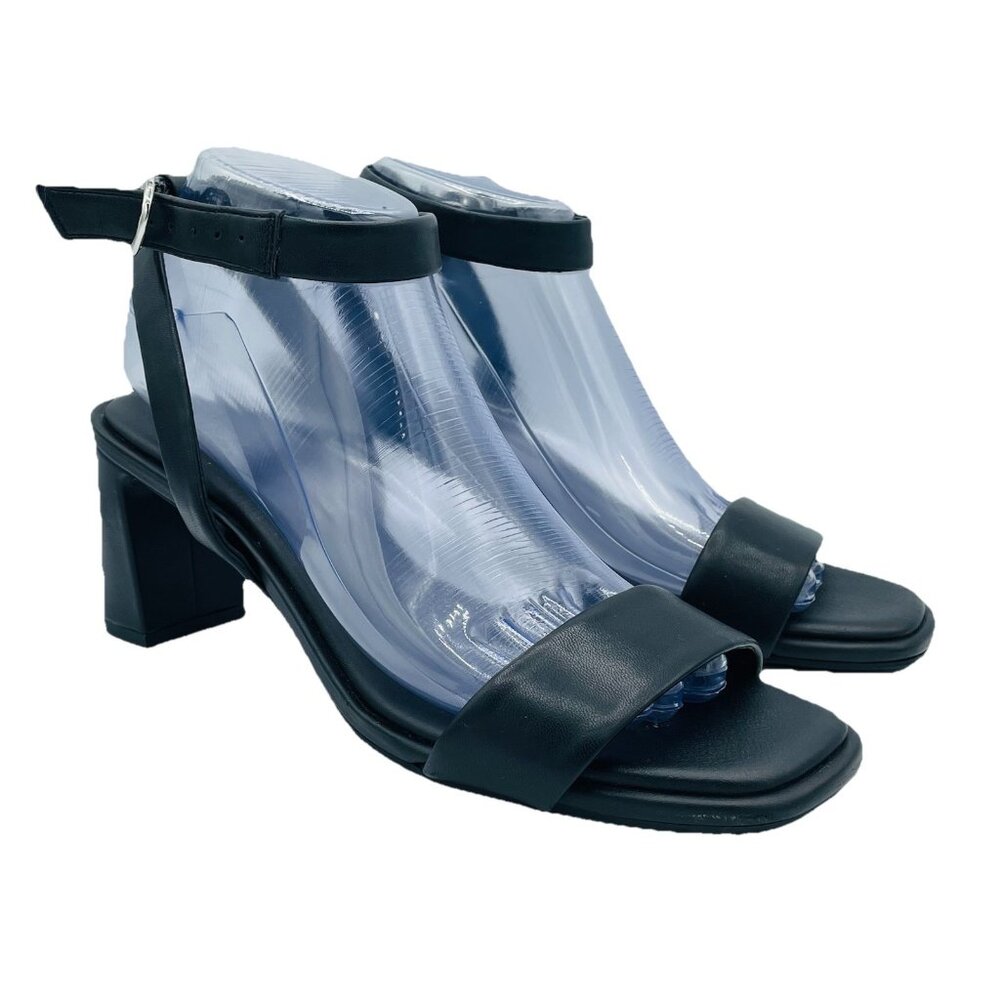 Nordstrom Rack Womens 8M Black Faux-Leather Landry Heels Ankle Strap Sandals